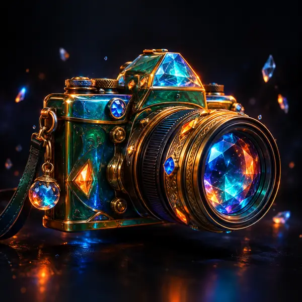 A colorful imaginative 3D object showcased on a dark gallery card.