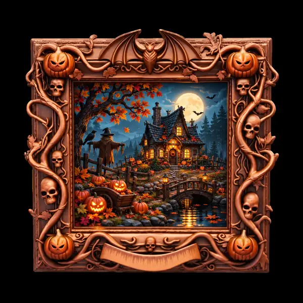 A miniature Halloween scene created as a colorful three-dimensional artwork.
